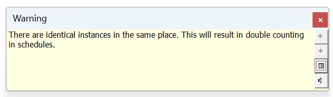 Revit 2026 warning: There are identical instances in the same place. This will result in double counting in schedules.